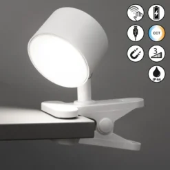Lámpara de pinza LED recargable Magnetics, blanca, atenuable, CCT