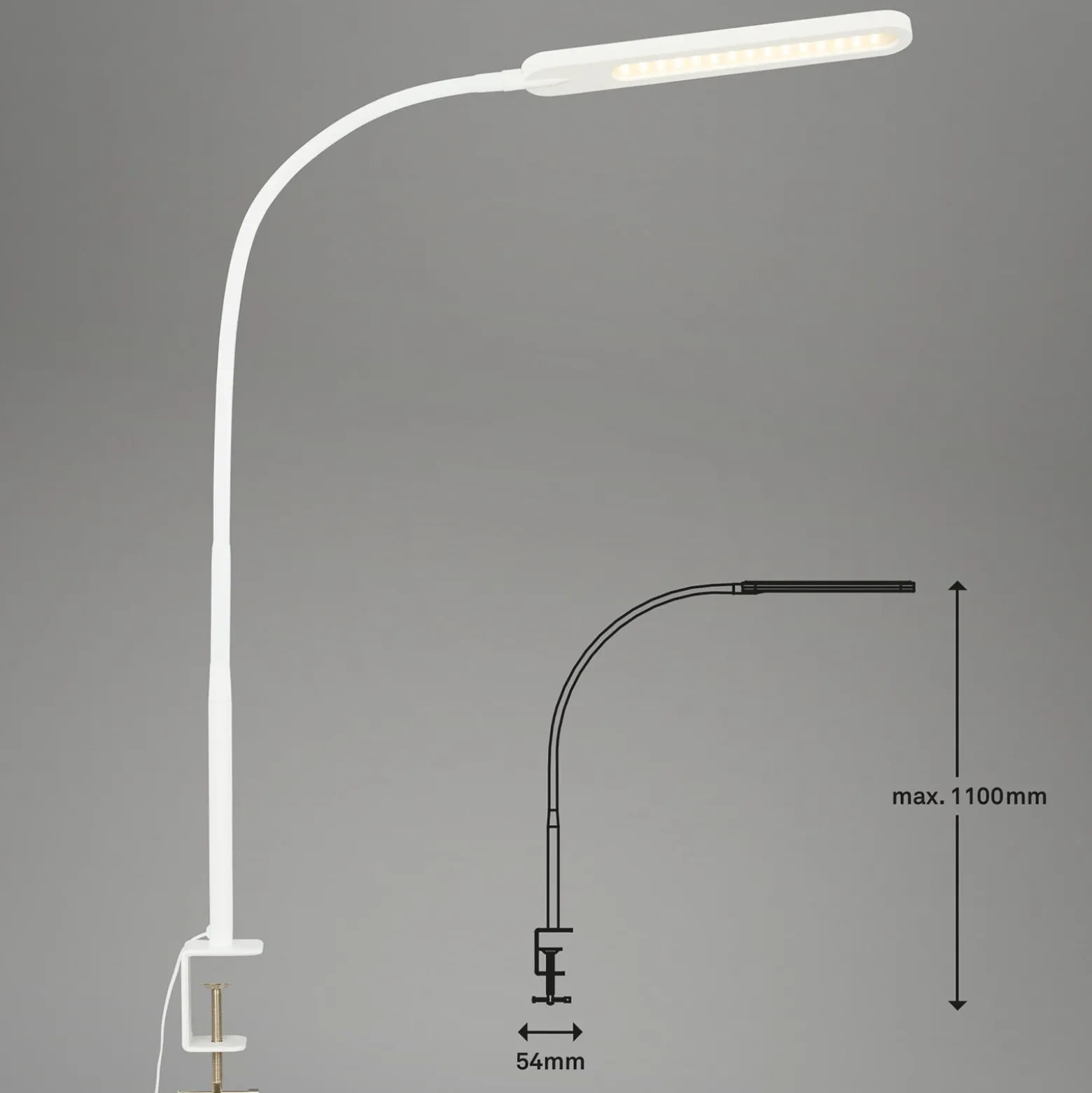 Lámpara de pinza LED Servo, atenuable, CCT, blanco