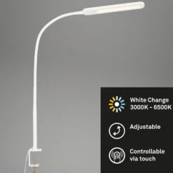 Lámpara de pinza LED Servo, atenuable, CCT, blanco