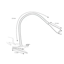 Lámpara de pinza LED Zozy, negra, 3-StepDim, brazo flexible