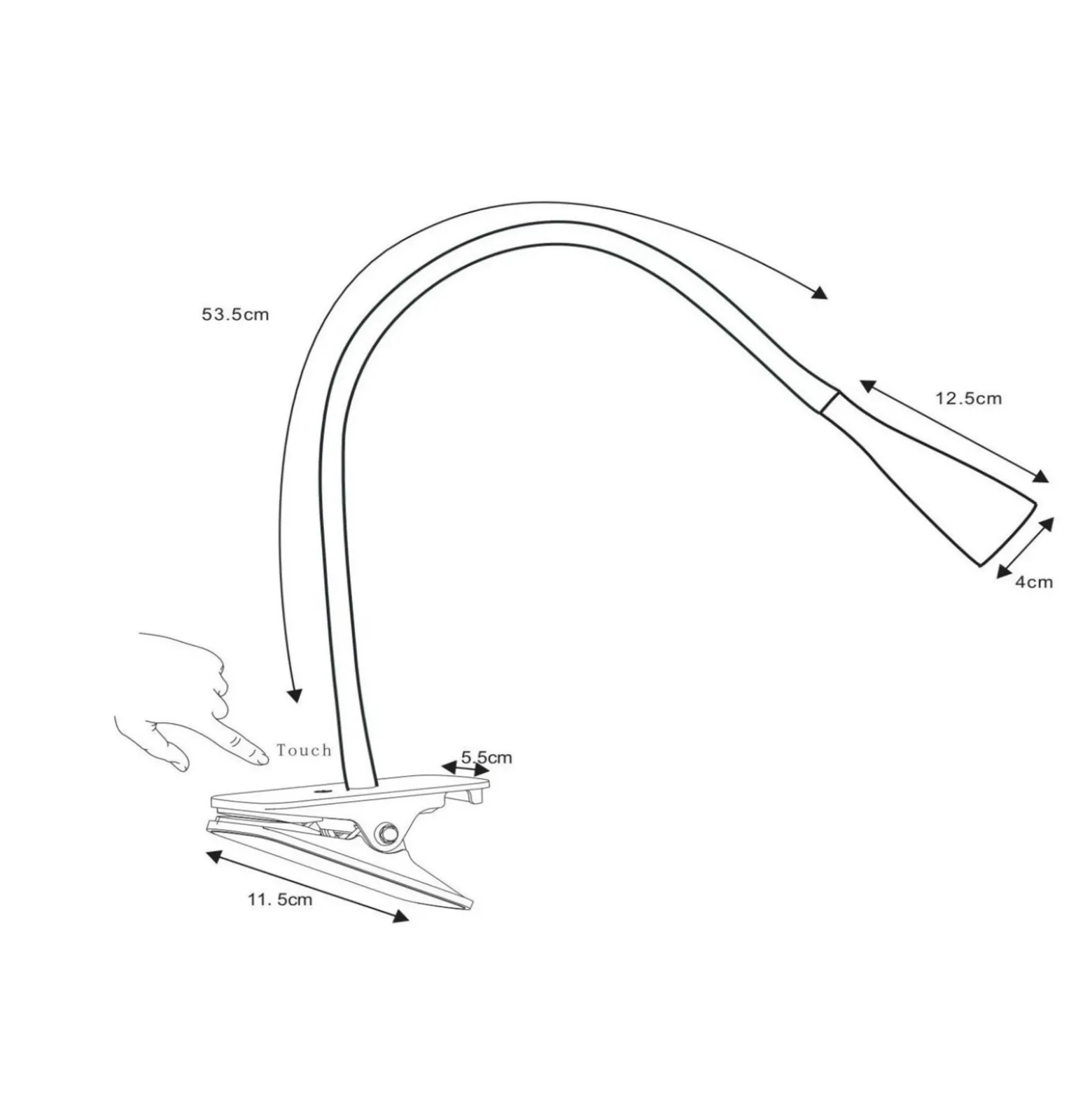 Lámpara de pinza LED Zozy, negra, 3-StepDim, brazo flexible