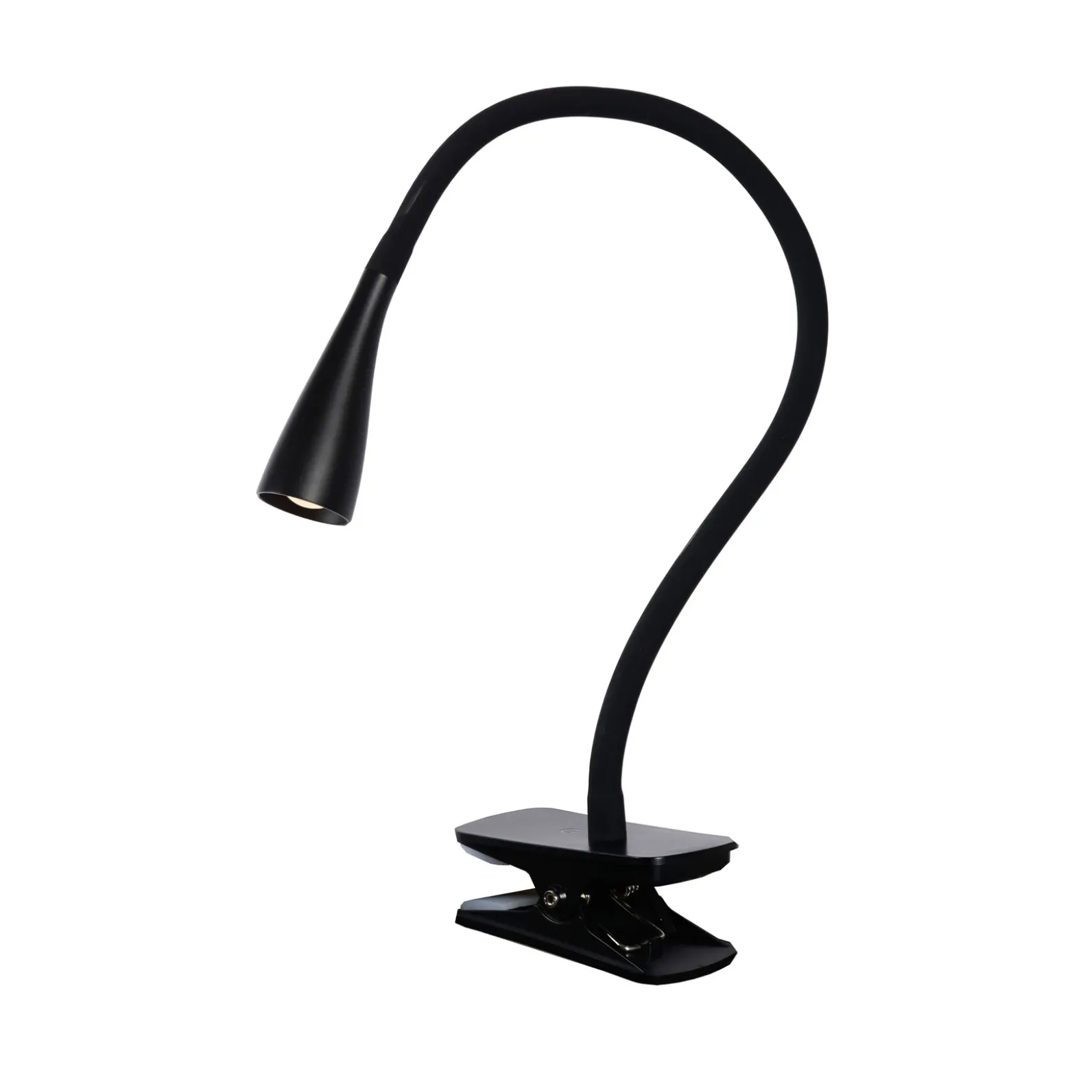 Lámpara de pinza LED Zozy, negra, 3-StepDim, brazo flexible