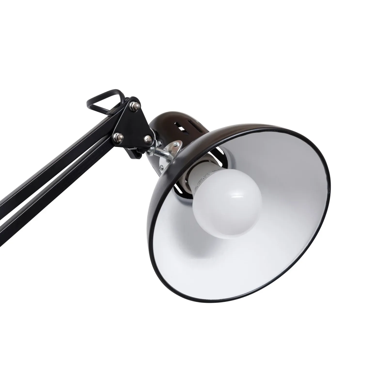 Lámpara de pinza MAULstudy, negra, 44 cm, metal, E27-LED
