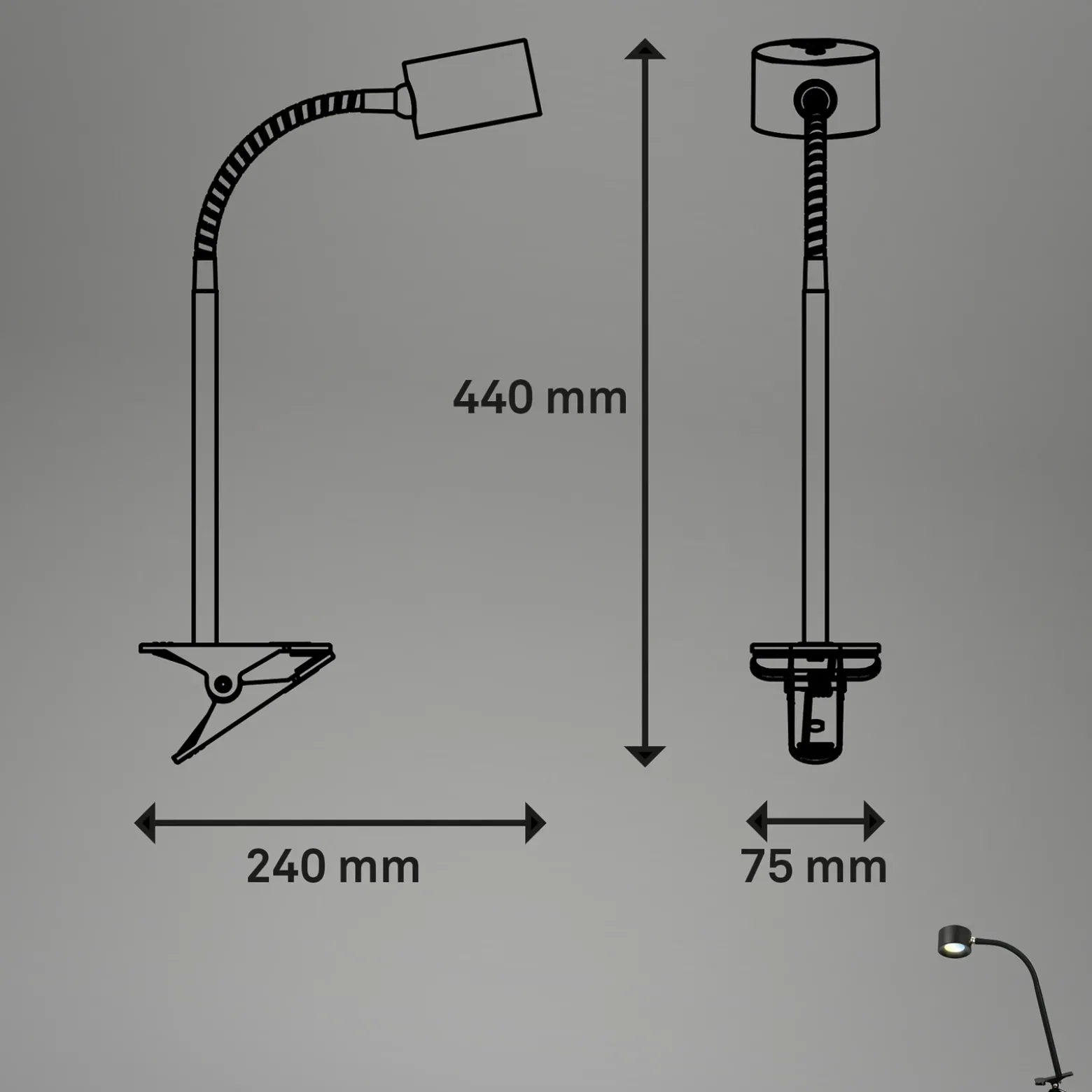 Lámpara de pinza recargable LED Tari, negra, CCT, regulador táctil, USB