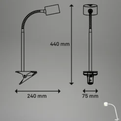 Lámpara de pinza recargable LED Tari, blanca, CCT, regulador táctil, USB