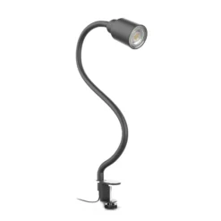 Lámpara de pinza Snake, negra, de metal, orientable, GU10
