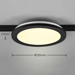 Lámpara de riel LED Camillus para DUOline, negra, Ø 26 cm