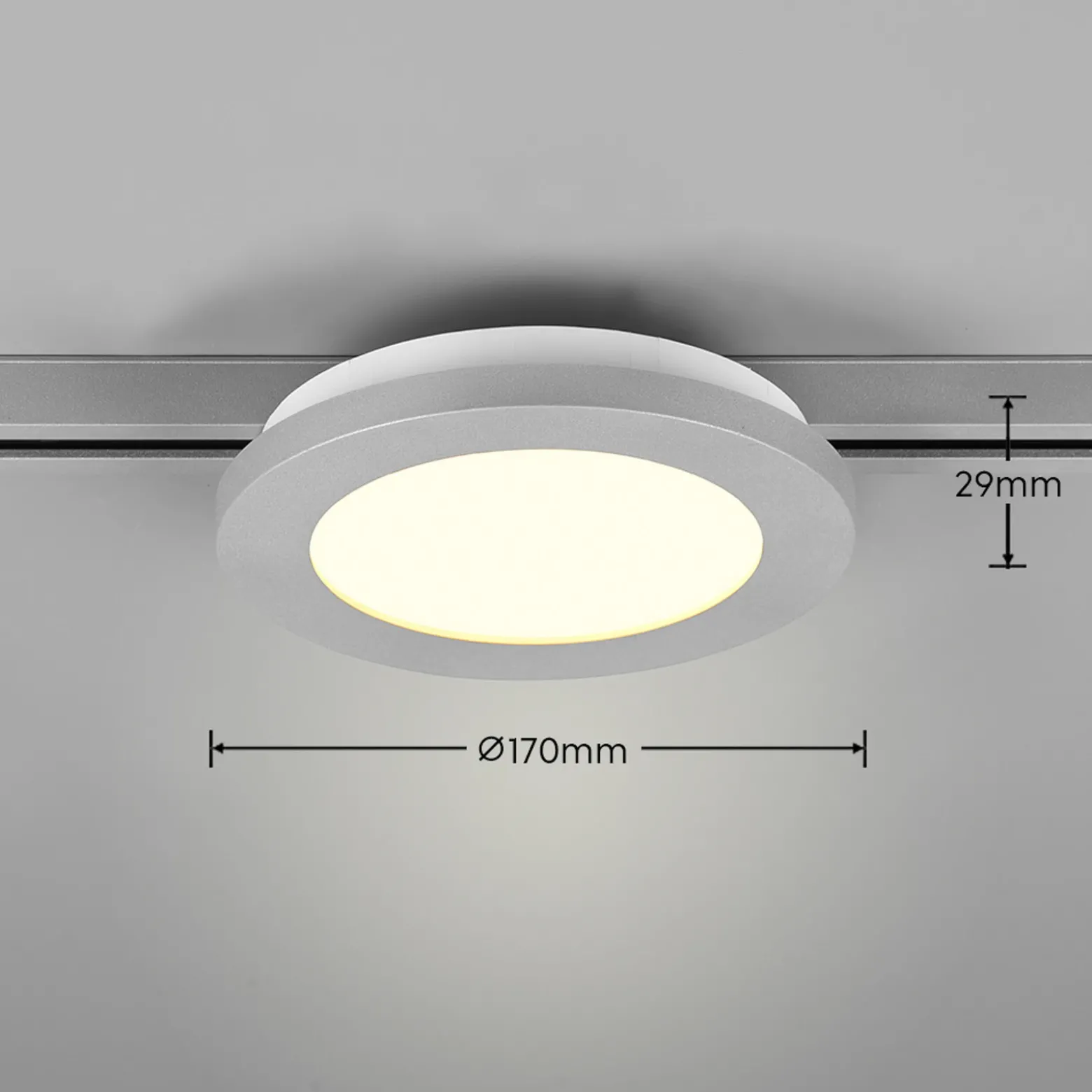 Lámpara de riel LED Camillus para DUOline, titanio, Ø 17 cm