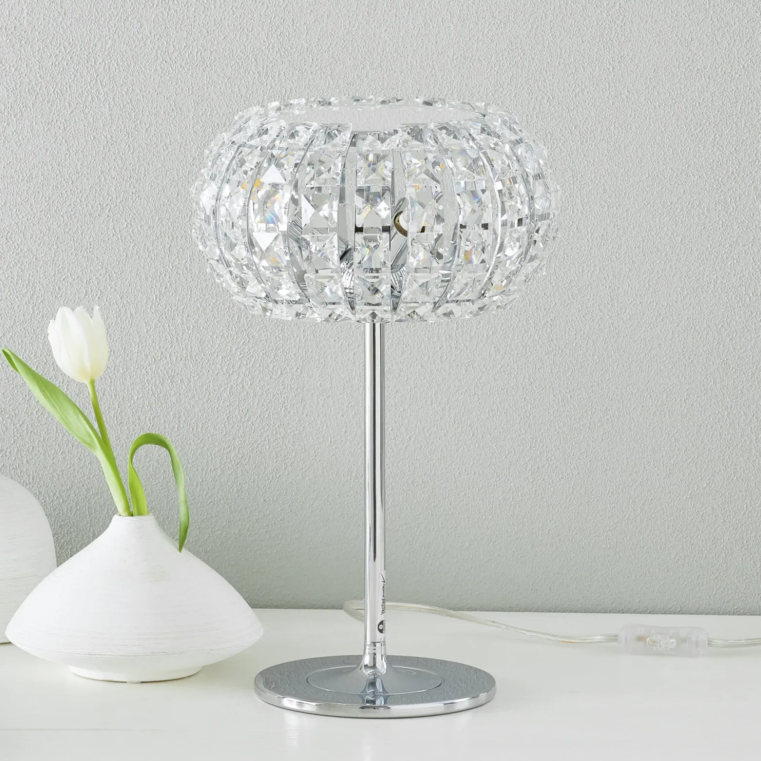 Lámpara de sobremesa DIAMOND con cristales, 24 cm