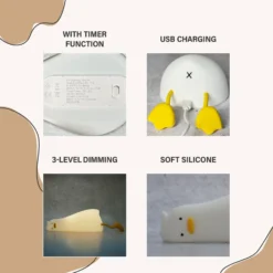 Lámpara de sobremesa LED recargable Ducky, pato, blanco, temporizador,