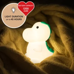 Lámpara de sobremesa LED recargable Dinosauro, Dino, blanco, RGB, atenuable