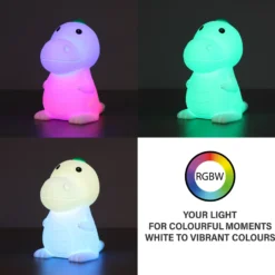 Lámpara de sobremesa LED recargable Dinosauro, Dino, blanco, RGB, atenuable