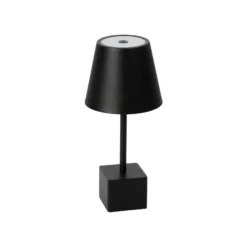 Lámpara de sobremesa Lindby LED recargable Janea CUBE, negra, metal