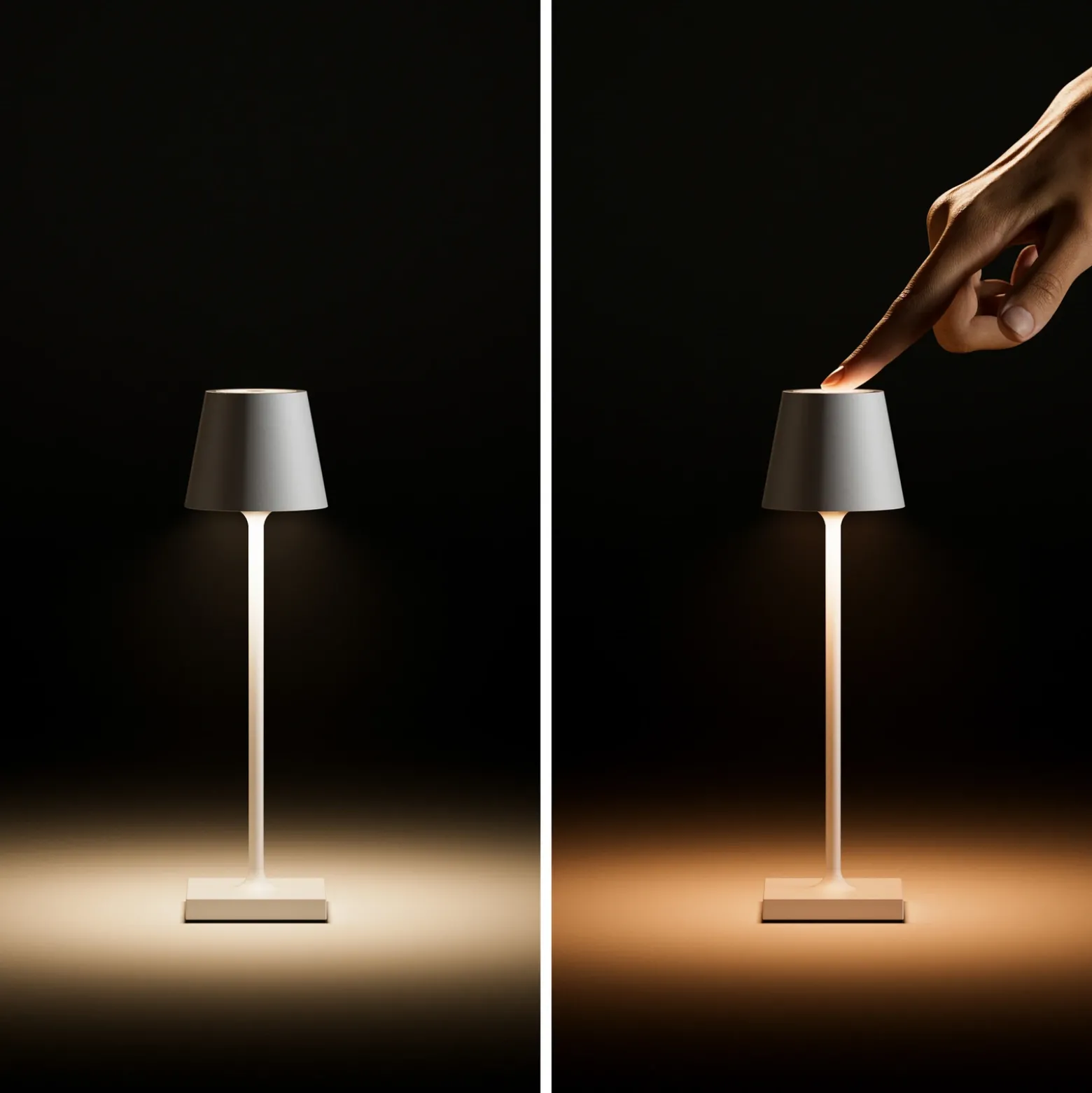 Lámpara de sobremesa recargable LED de bolsillo Nuindie, negra, IP54, atenuable