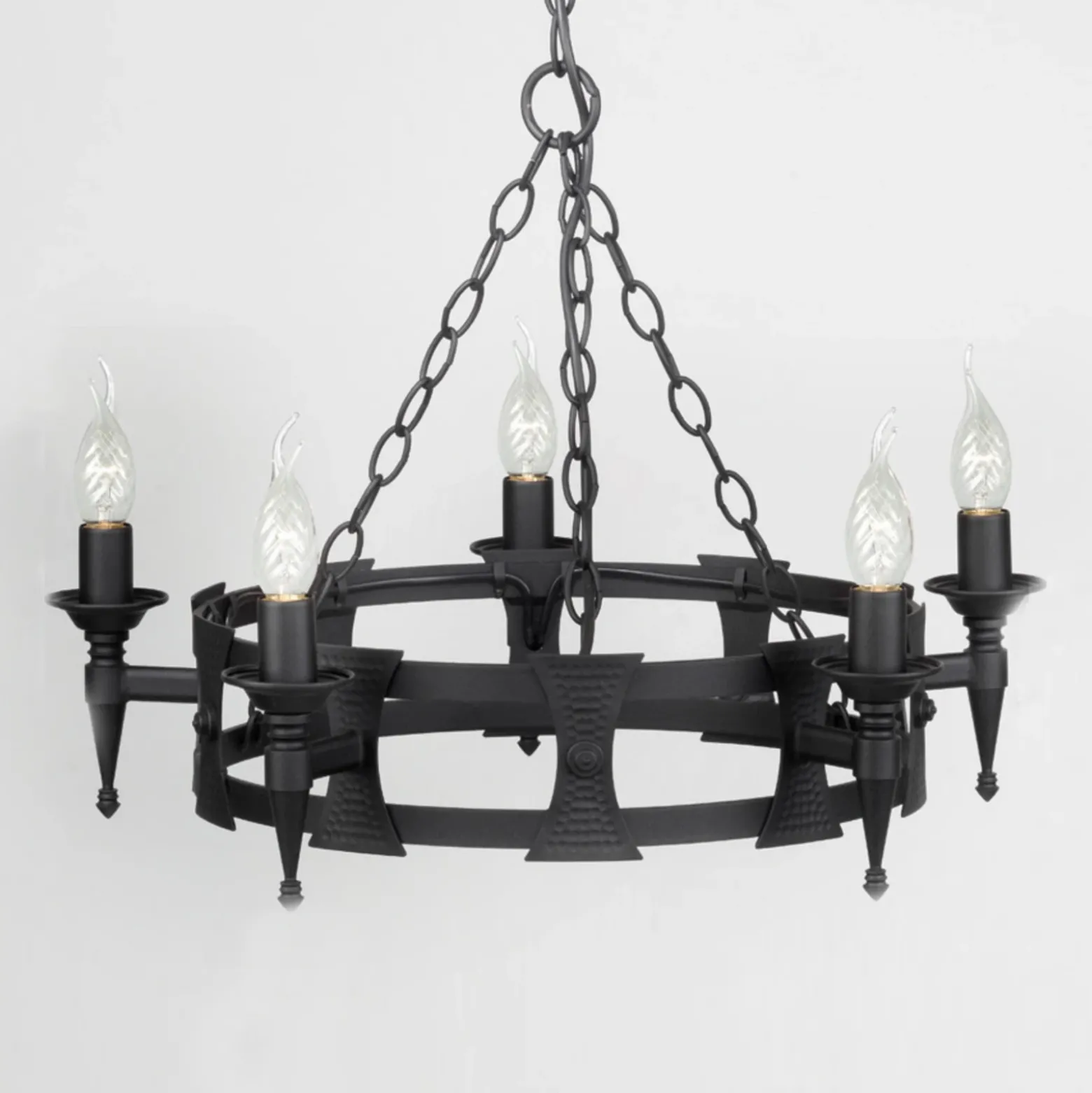 Lámpara de suspensión medieval SAXON negro