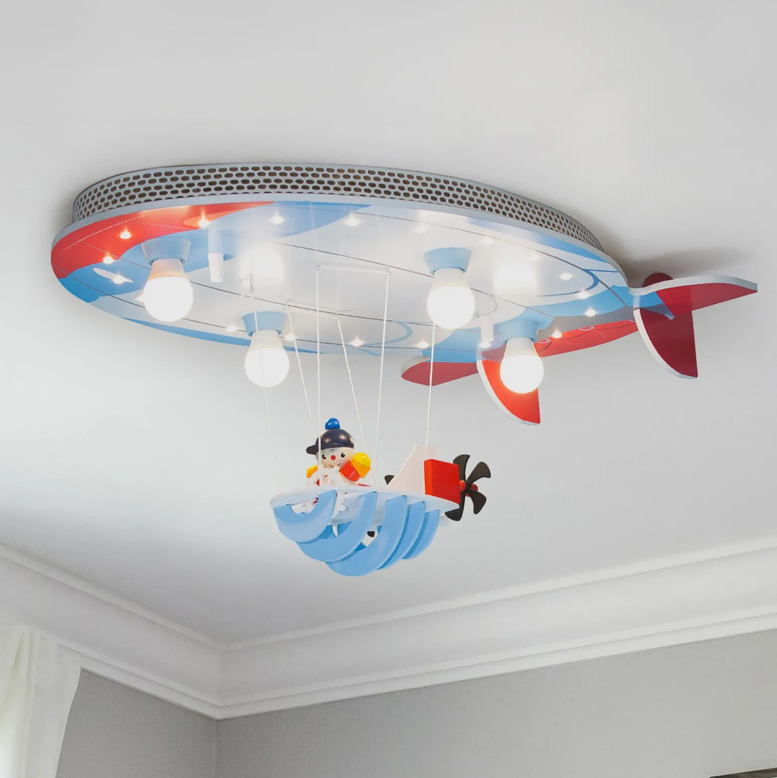 Lámpara de techo Aeronave con Joe azul-rojo-blanco