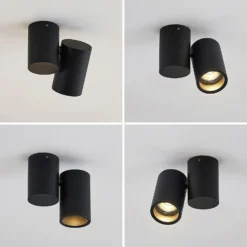 Lámpara de techo Arcchio Gesina, 1 luz, negra, aluminio, 11,6 cm