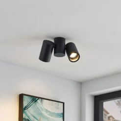Lámpara de techo Arcchio Gesina, 2 luces, negro, aluminio, 17,5 cm