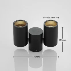 Lámpara de techo Arcchio Gesina, 2 luces, negro, aluminio, 17,5 cm