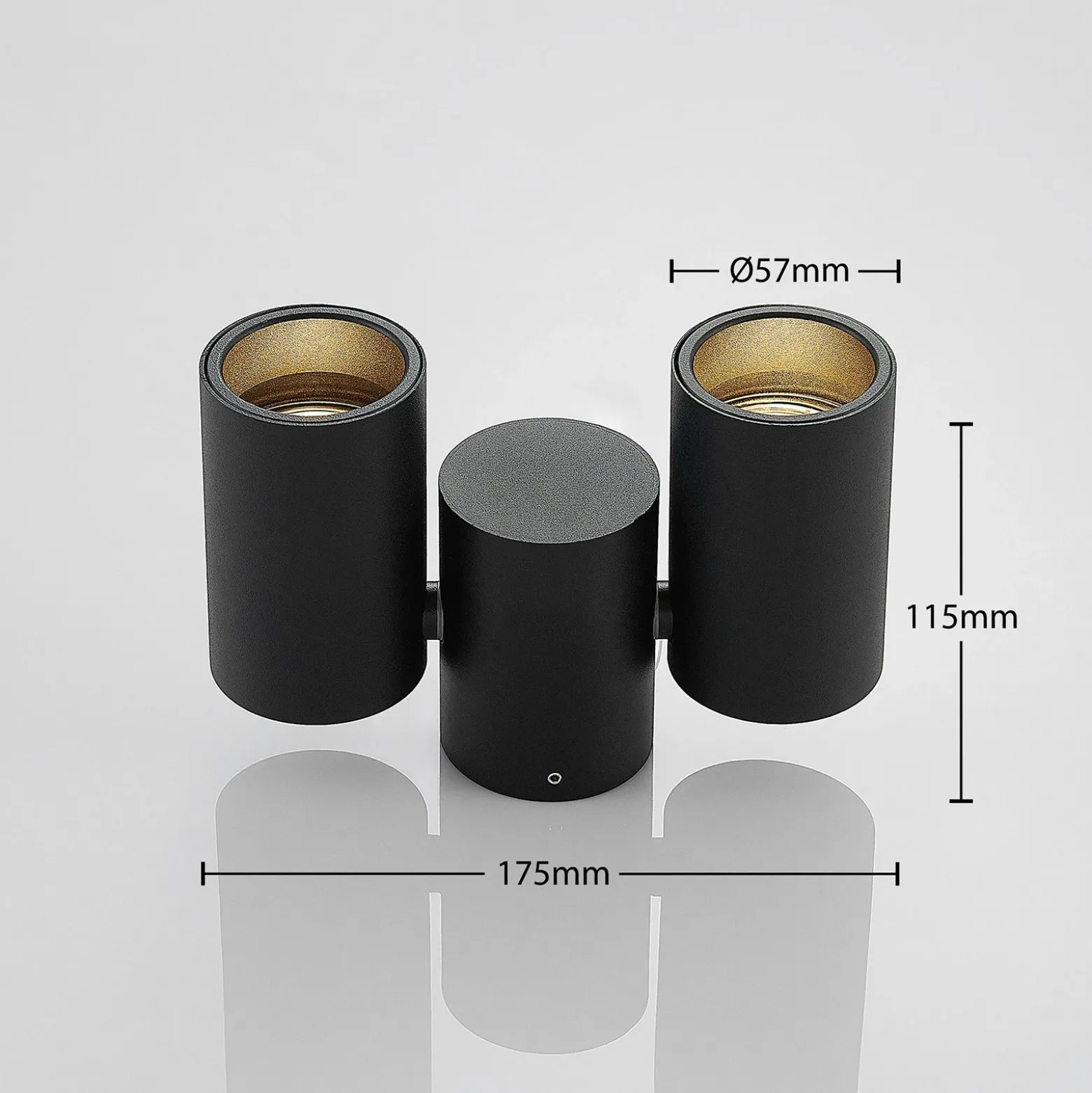 Lámpara de techo Arcchio Gesina, 2 luces, negro, aluminio, 17,5 cm