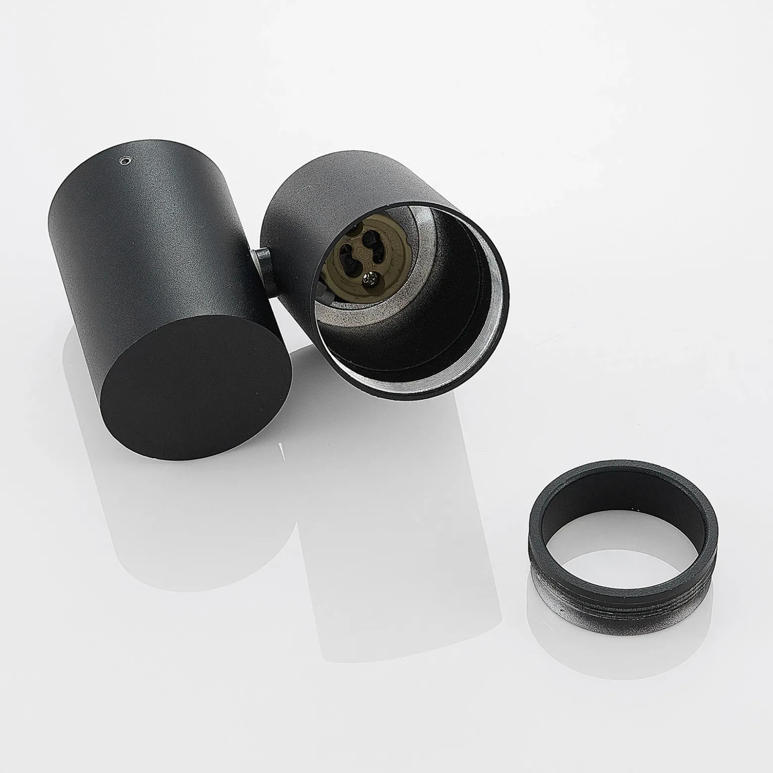 Lámpara de techo Arcchio Gesina, 1 luz, negra, aluminio, 11,6 cm