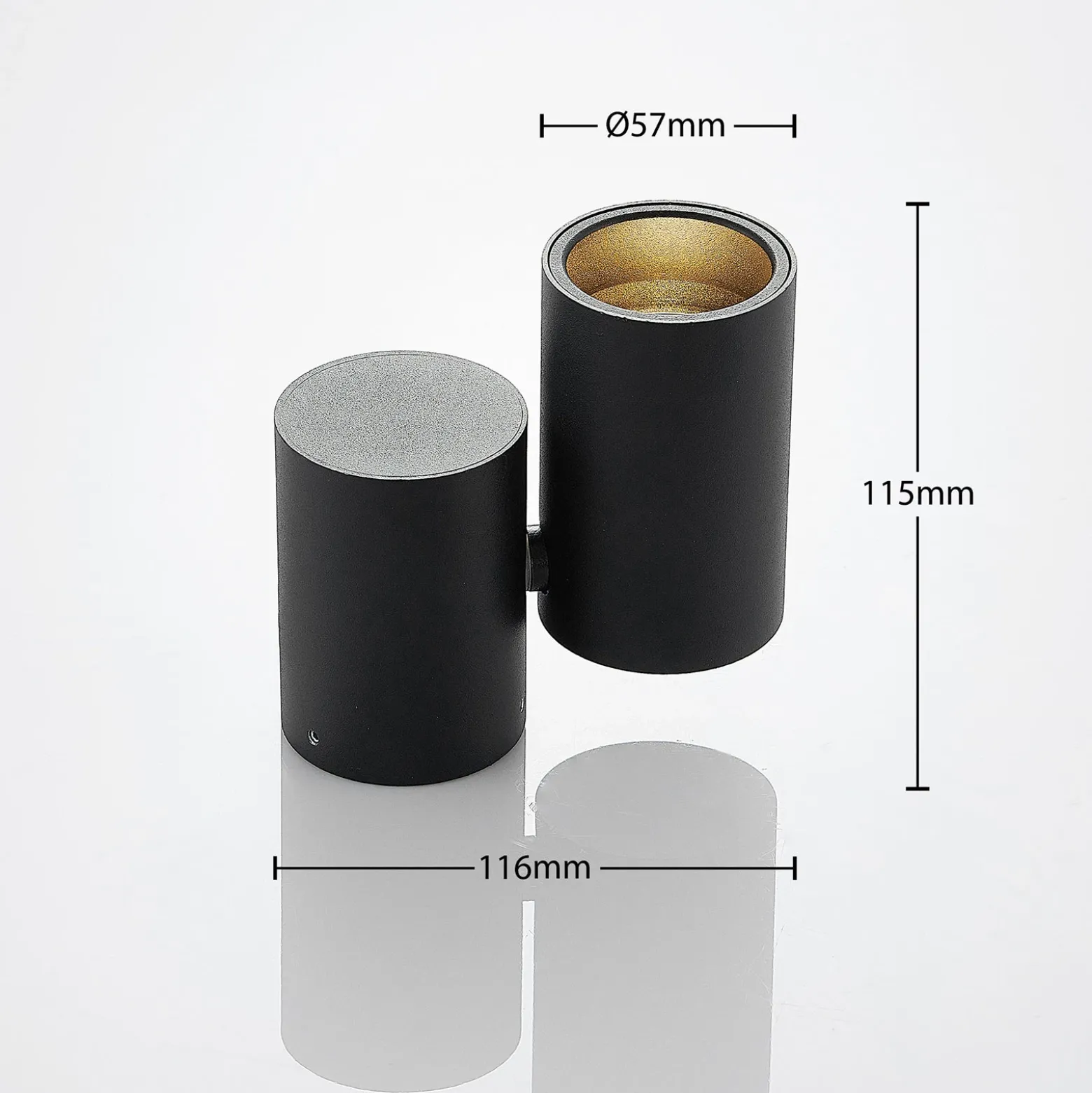 Lámpara de techo Arcchio Gesina, 1 luz, negra, aluminio, 11,6 cm