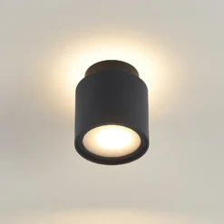 Lámpara de techo Arcchio Walisa, Ø 10 cm, negra, difusor, GU10