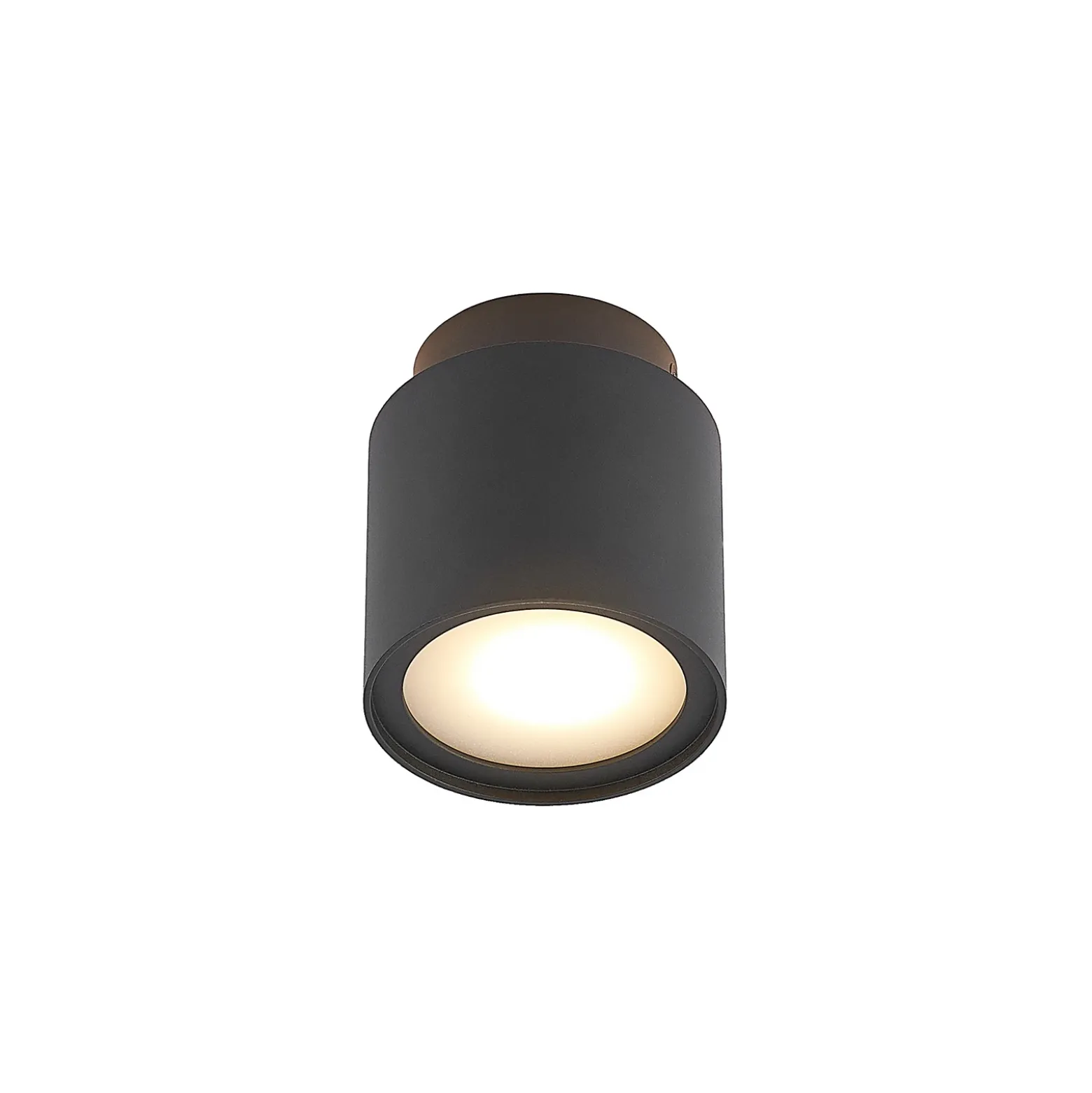 Lámpara de techo Arcchio Walisa, Ø 10 cm, negra, difusor, GU10