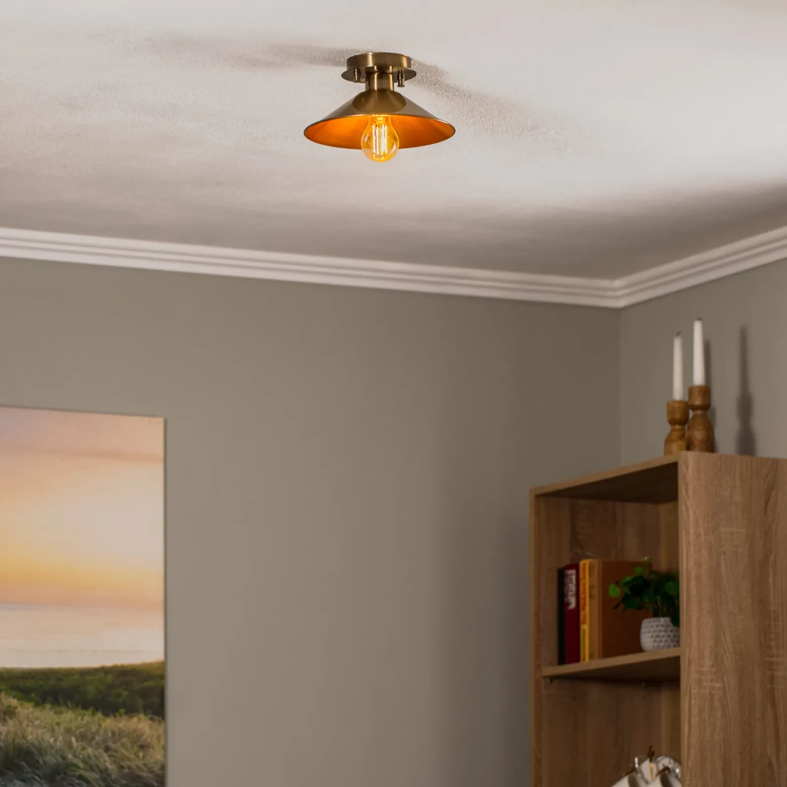 Lámpara de techo Berceste N-662 1 luz Ø24cm oro envejecido
