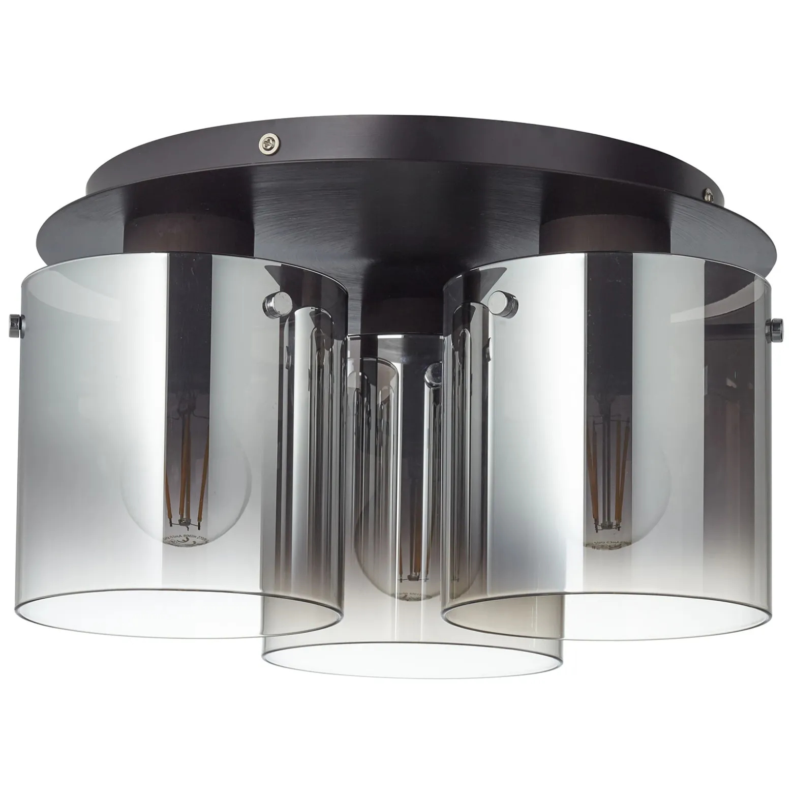Lámpara de techo Beth con vidrio de humo, 3 luces