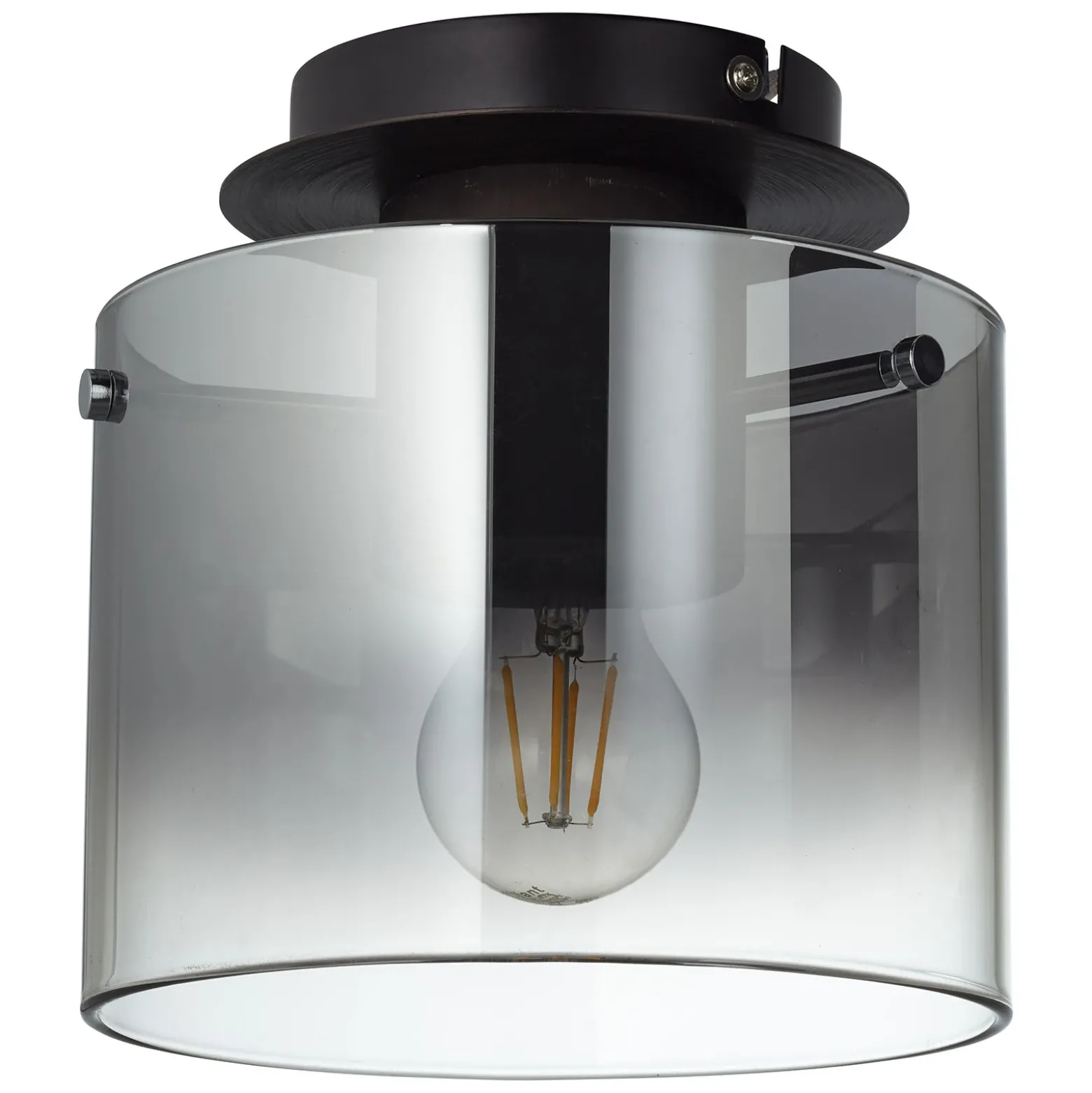 Lámpara de techo Beth, pantalla vidrio humo, 1 luz