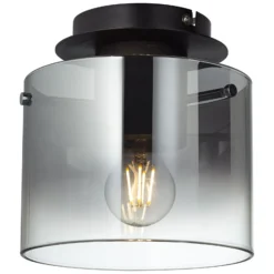 Lámpara de techo Beth, pantalla vidrio humo, 1 luz