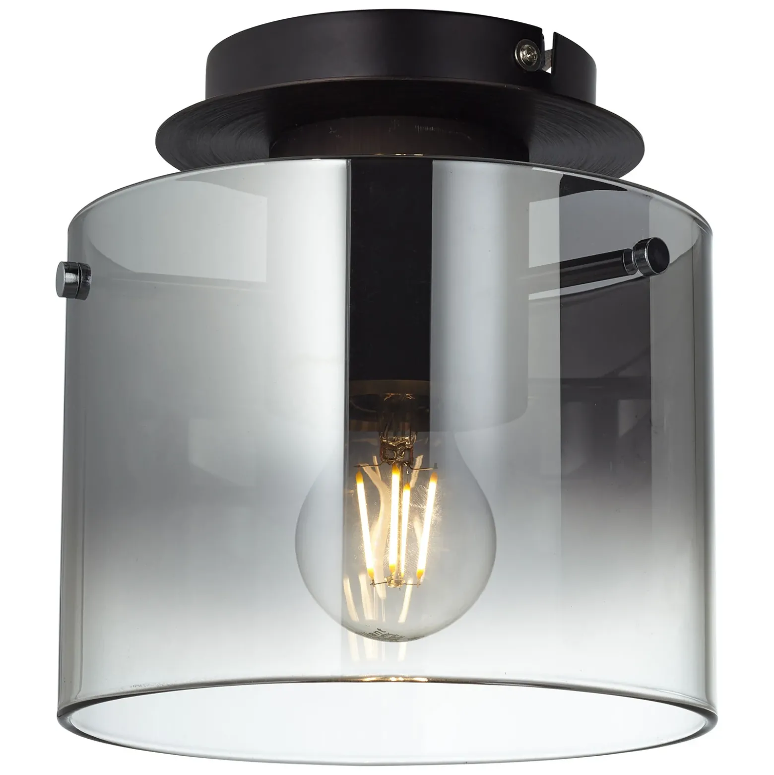 Lámpara de techo Beth, pantalla vidrio humo, 1 luz