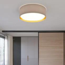Lámpara de techo Bilbao, gris/oro, Ø 60 cm