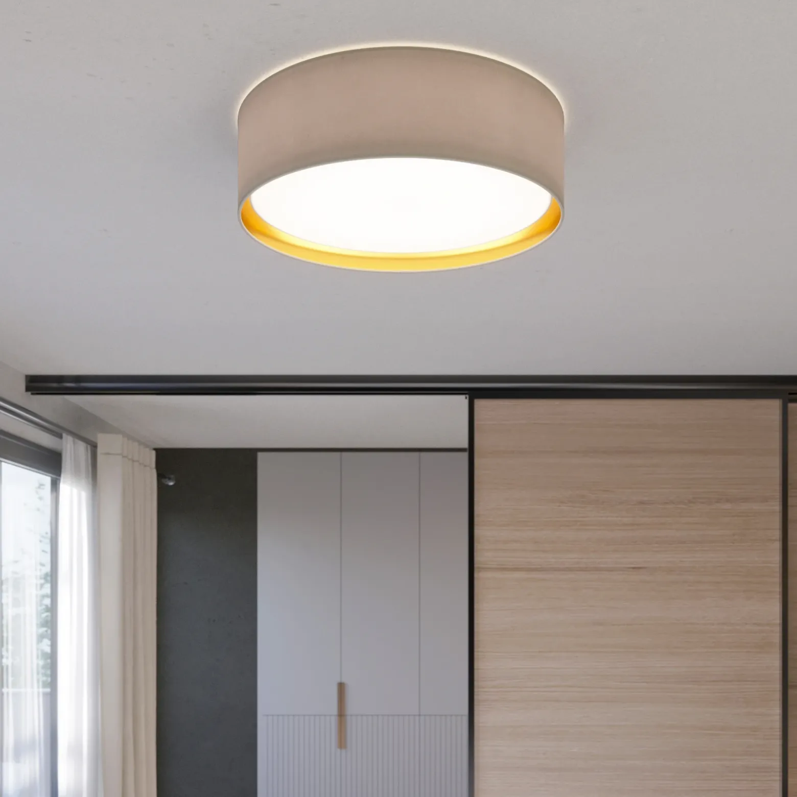 Lámpara de techo Bilbao, gris/oro, Ø 60 cm
