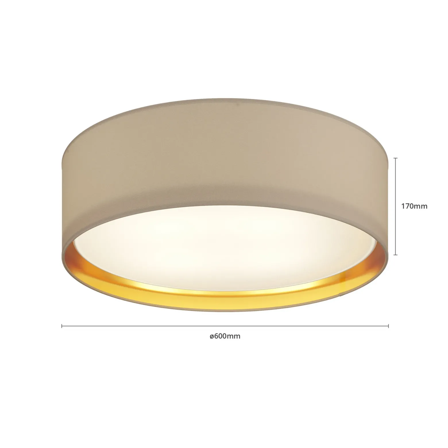 Lámpara de techo Bilbao, gris/oro, Ø 60 cm