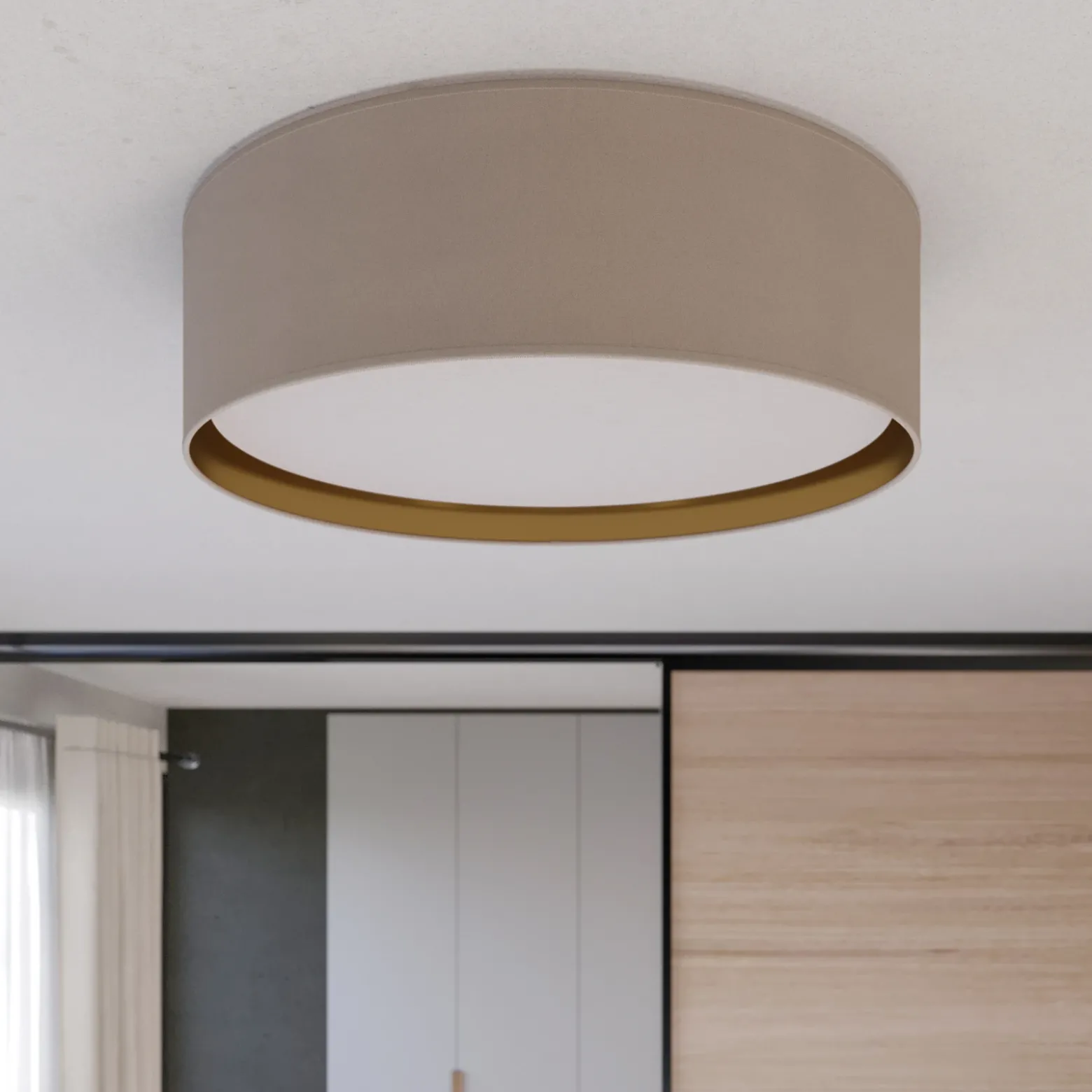 Lámpara de techo Bilbao, gris/oro, Ø 60 cm