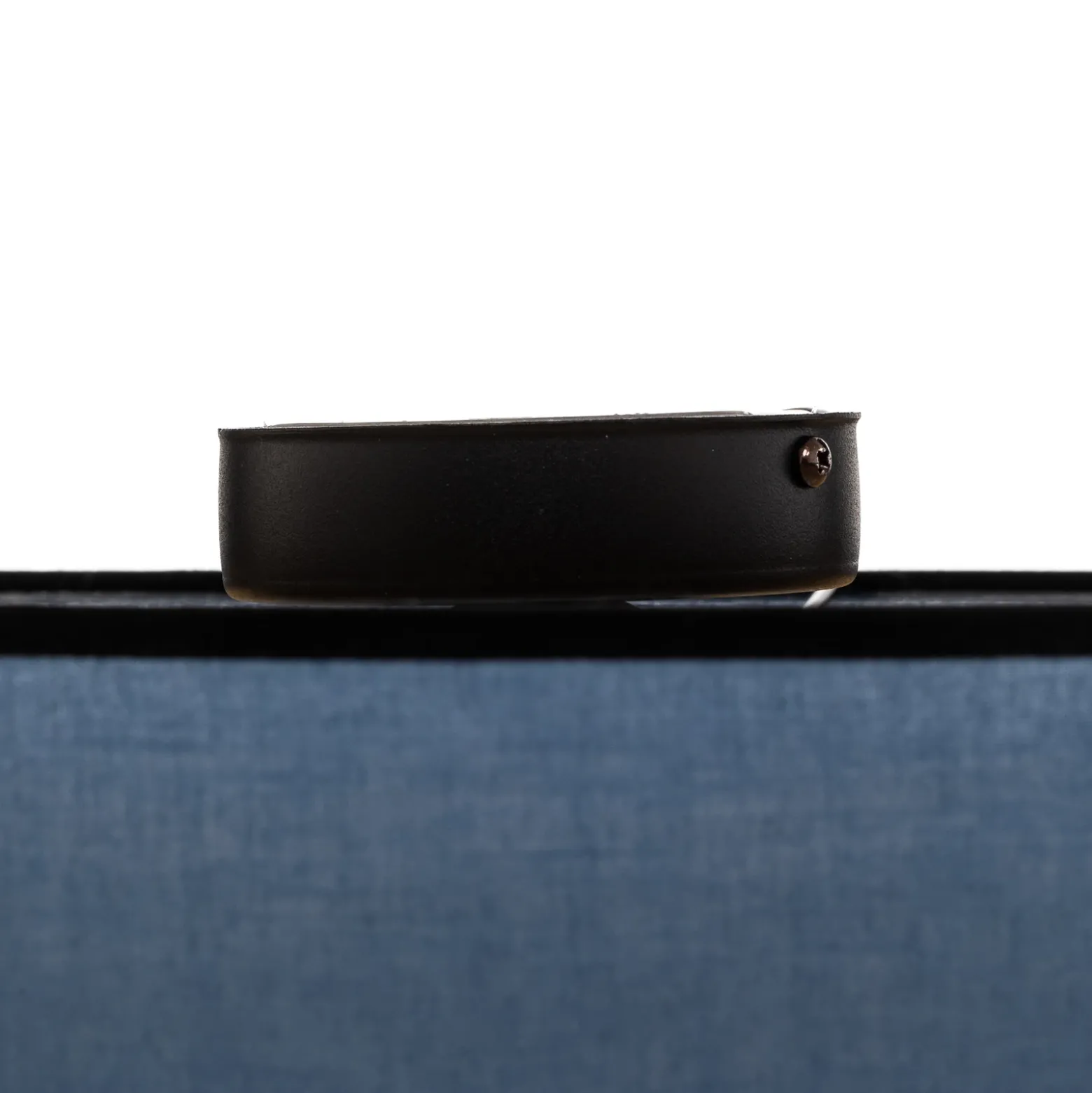 Lámpara de techo Boho, azul/madera/negro, Ø 45 cm, tela/ratán
