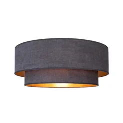 Lámpara de techo Boho, gris/dorado, Ø 60 cm, tela, E27