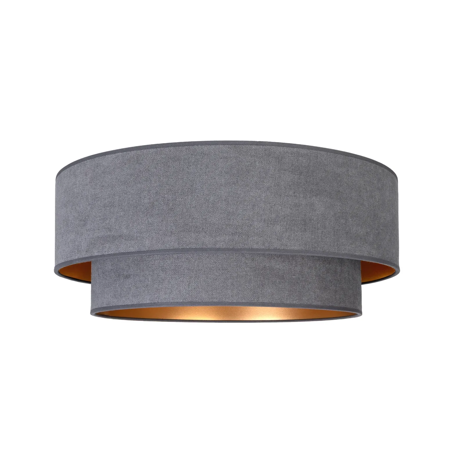 Lámpara de techo Boho, gris/dorado, Ø 60 cm, tela, E27