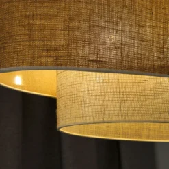 Lámpara de techo Boho, marrón/beige, 80 cm de longitud, de tela