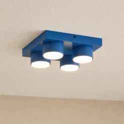 Lámpara de techo Brix, azul, 23 cm de largo, 4 luces, GX53
