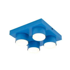 Lámpara de techo Brix, azul, 23 cm de largo, 4 luces, GX53