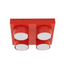 Lámpara de techo Brix, roja, 23 cm de largo, 4 luces, GX53