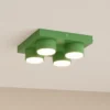 Lámpara de techo Brix, verde, 23 cm de largo, 4 luces, GX53