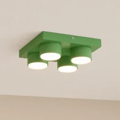Lámpara de techo Brix, verde, 23 cm de largo, 4 luces, GX53