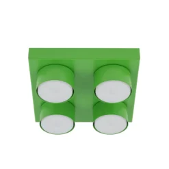 Lámpara de techo Brix, verde, 23 cm de largo, 4 luces, GX53