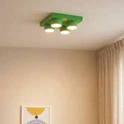 Lámpara de techo Brix, verde, 23 cm de largo, 4 luces, GX53