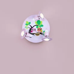 Lámpara de techo Buho para las niñas, rosa
