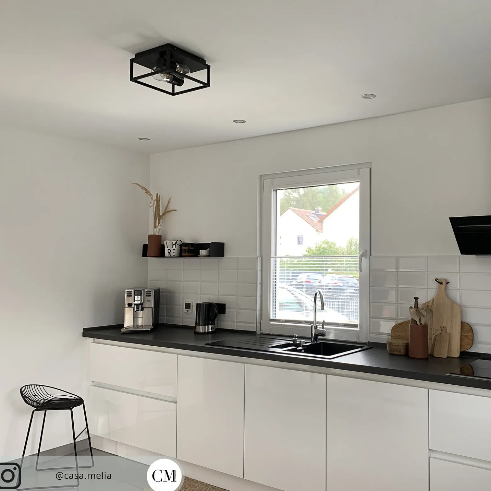Lámpara de techo Carlyn baño 2 luces negro